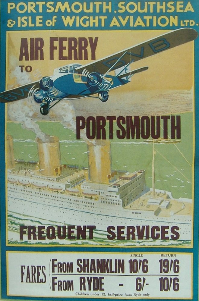 Air Ferry to Portsmouth PSIOWA Poster with Westland Wessex G-ABVB