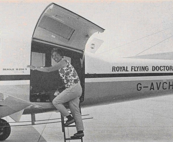Janet Ferguson with Beagle for New South Wales Flying Doctor Service